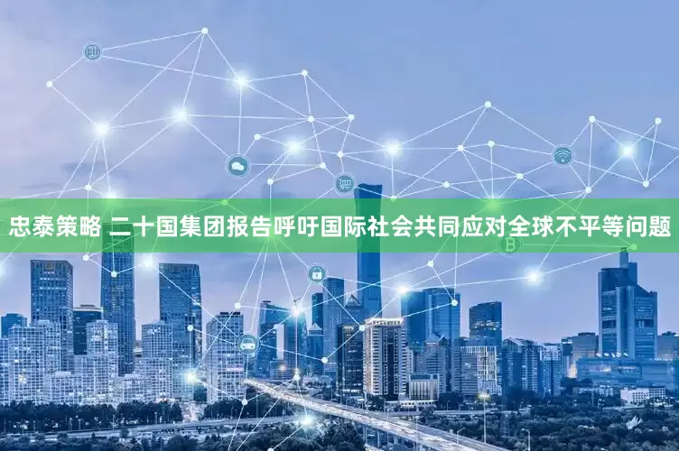 忠泰策略 二十国集团报告呼吁国际社会共同应对全球不平等问题